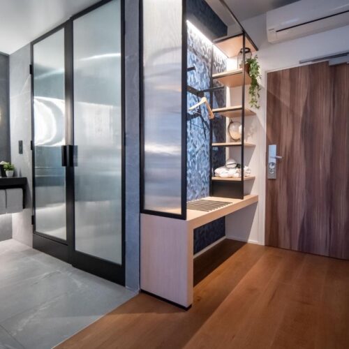 Hotelkamer Badkamer van een hotelkamer Paxton Paris MLV hotel