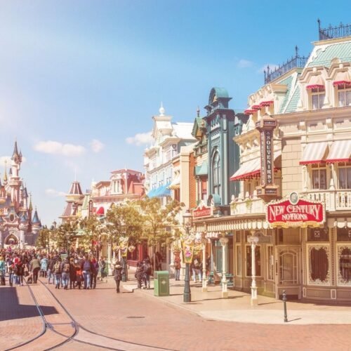 Restaurants Main Street USA Victoriaanse gebouwen Main Street U.S.A. en het Kasteel van Doornroosje