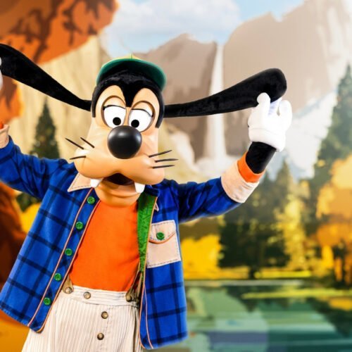 9 Goofy bij een foto locatie in Disney Sequoia Lodge