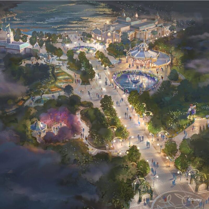 Schets van de nieuwe themagebieden in het Walt Disney Studios Park